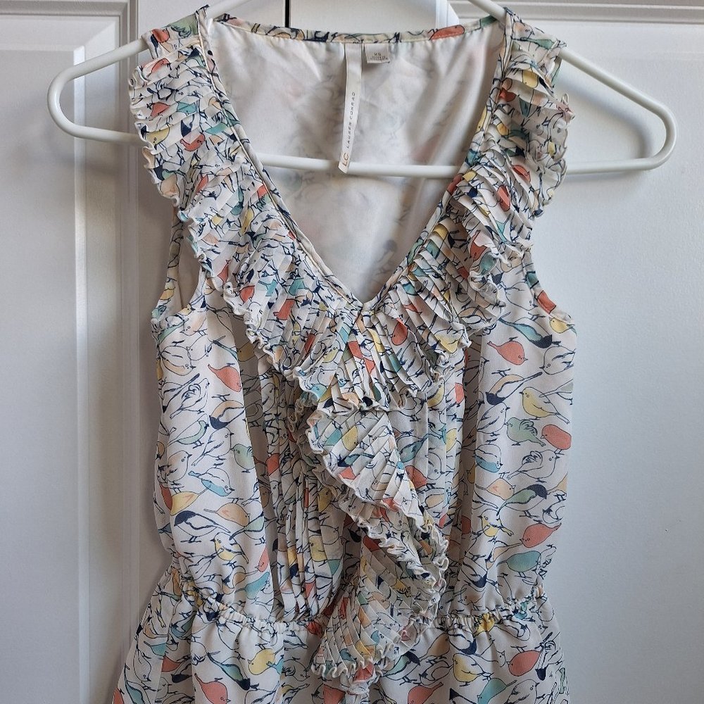 Lauren Conrad peplum bird print top